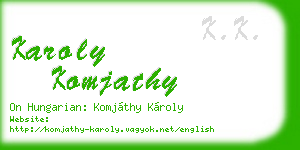 karoly komjathy business card